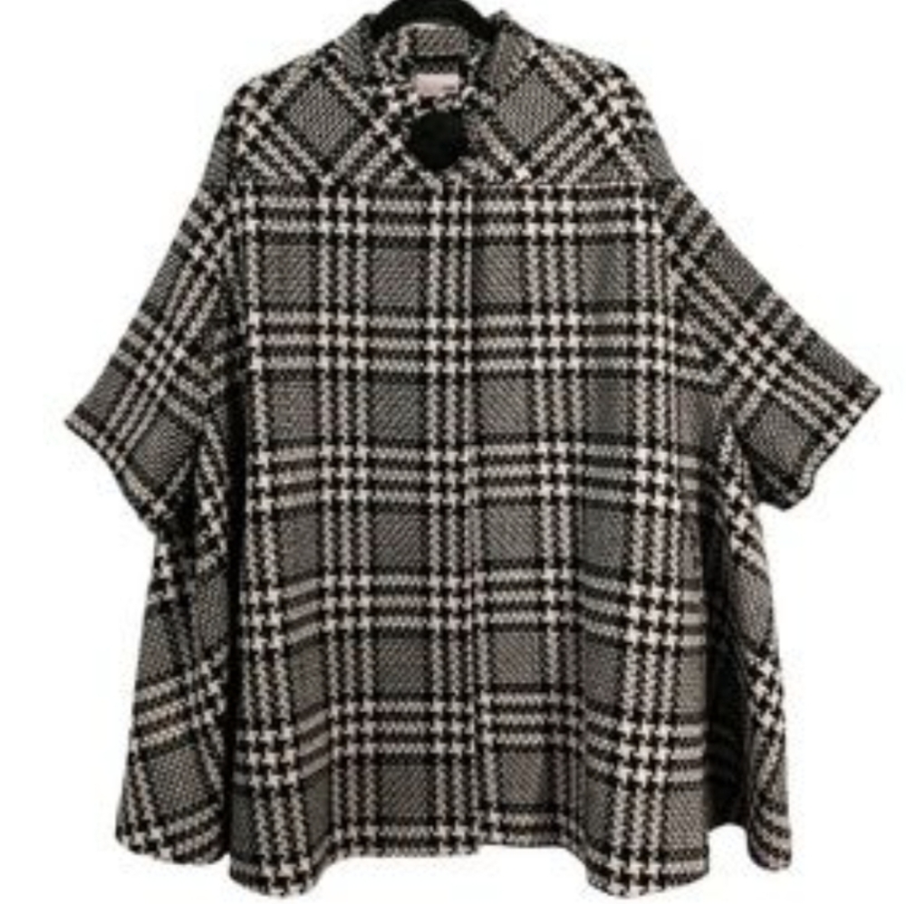 H&M Houndstooth Cape Swing Coat